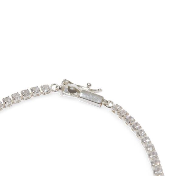 Luv AJ X Alyssa Lynch Tennis Necklace Prong Set CZ Silver Tone 18 inch - Picture 8 of 10